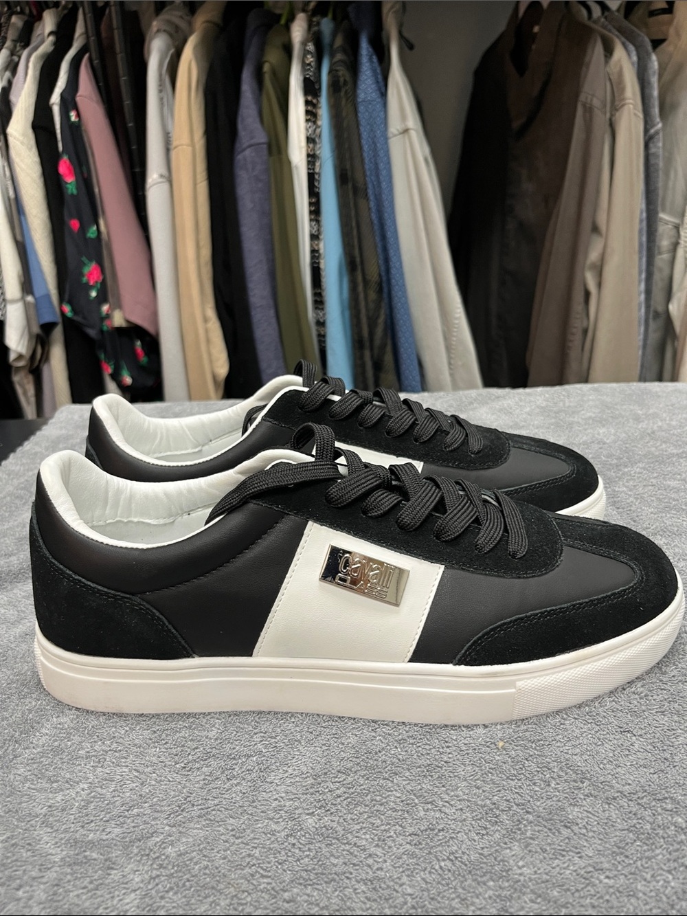 Roberto Cavalli Black and White Low-Top Sneakers